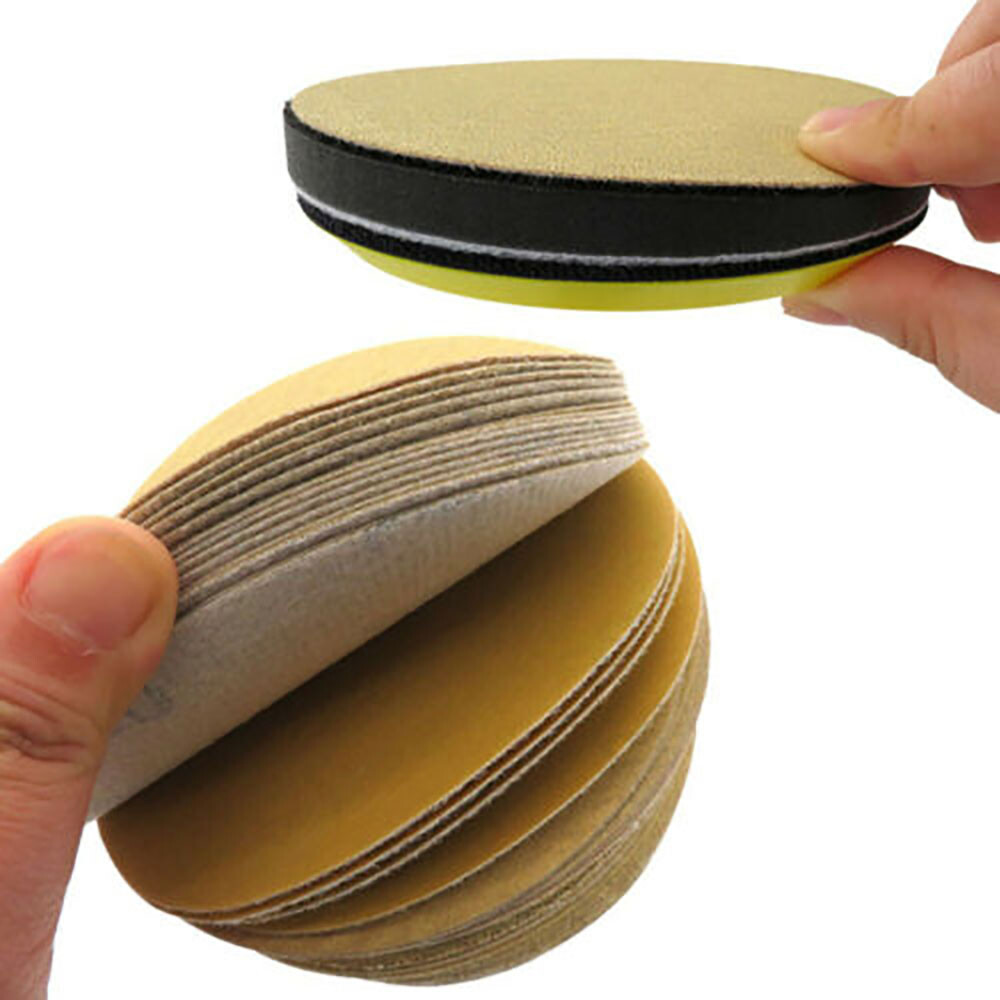 3/5 Inch Hook & Loop Sanding Disc Orbital Yellow Sandpaper Pads 40 80~1000 Grit