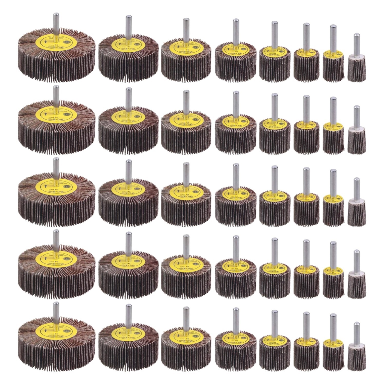 Abrasive Flap Wheel Set – 40 Pack, 80 Grit Cylindrical Shape