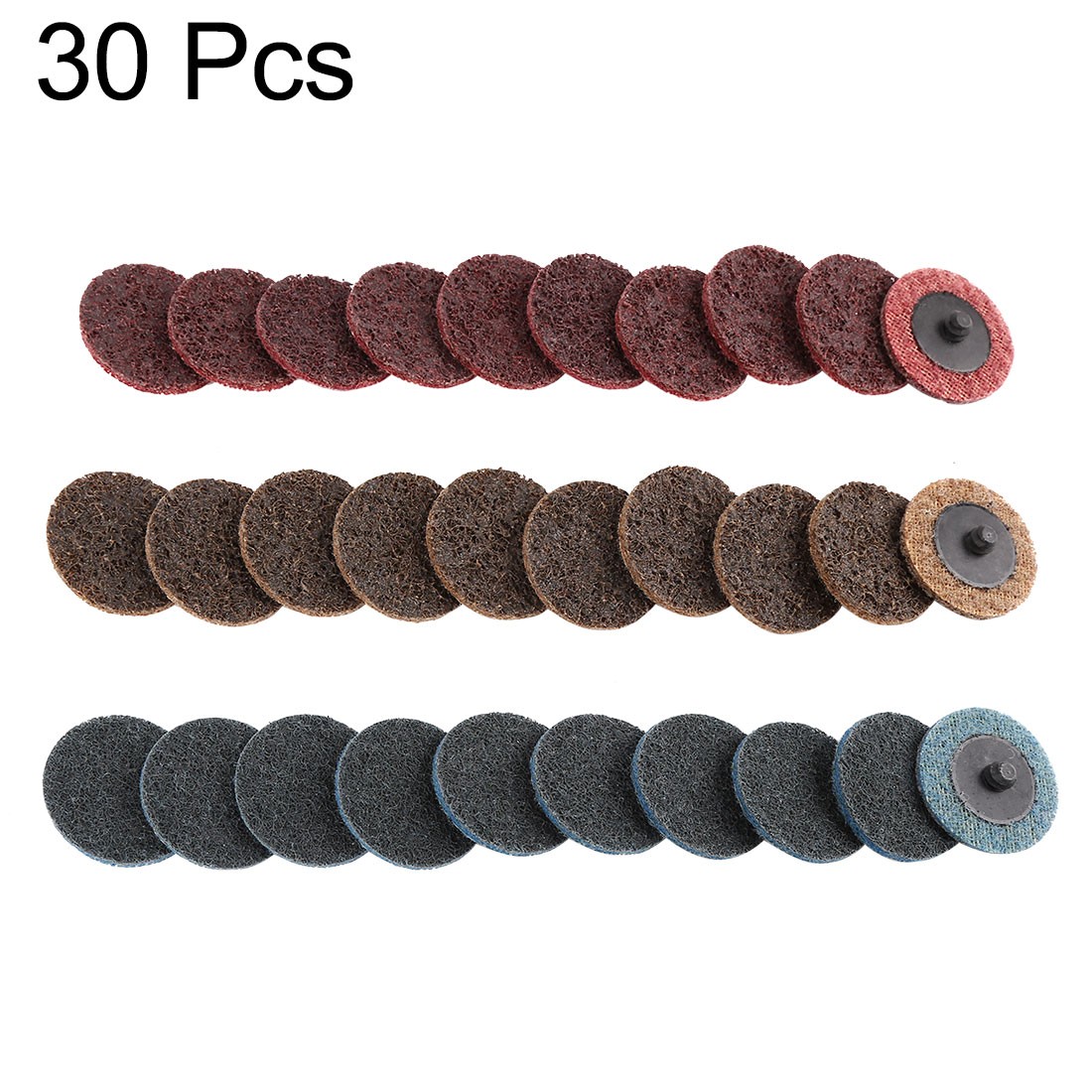 30Pcs 2″ Coarse Medium Fine Grit Scour Sanding Discs Nylon Lock Surface for Car