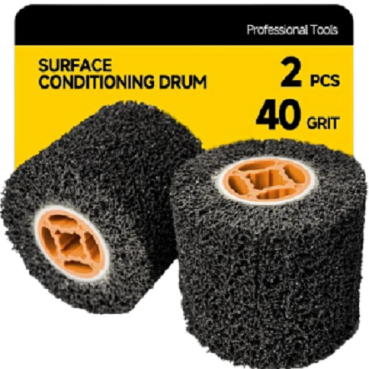 2 Pack 4.5 x 4 Burnishing Wheel 40 Grit Abrasive Stripping Drum