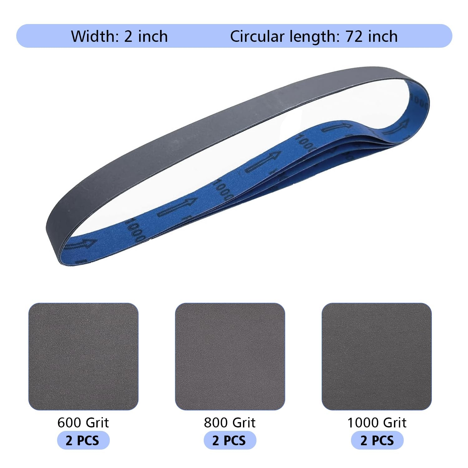 2 X 72 Inch Silicon Carbide Extra Fine Grit Sanding Belts 600, 800, 1000 Grit…