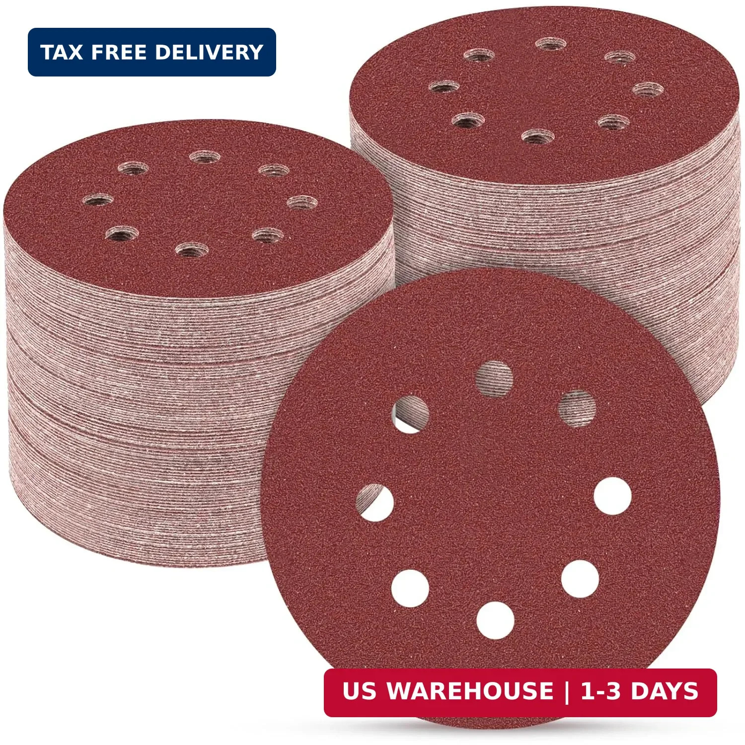 100 PCS 5 Inch Sanding Discs 120 Grit, Round Hook and Loop Sandpaper for Random