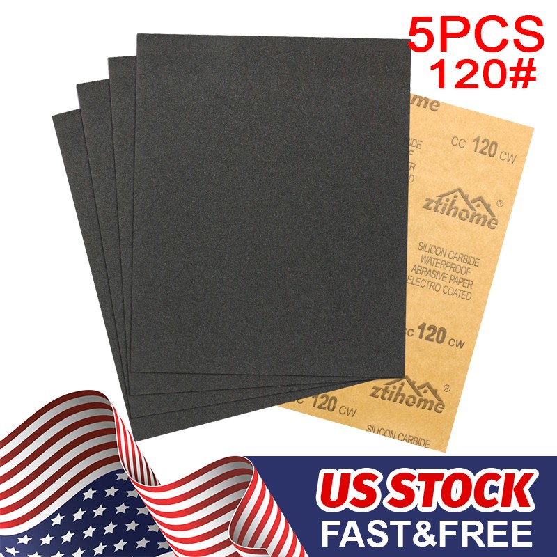 5x Wet Dry Sandpaper 120 Grit Assortment 9×11” Abrasive Paper Sheets Sanding US