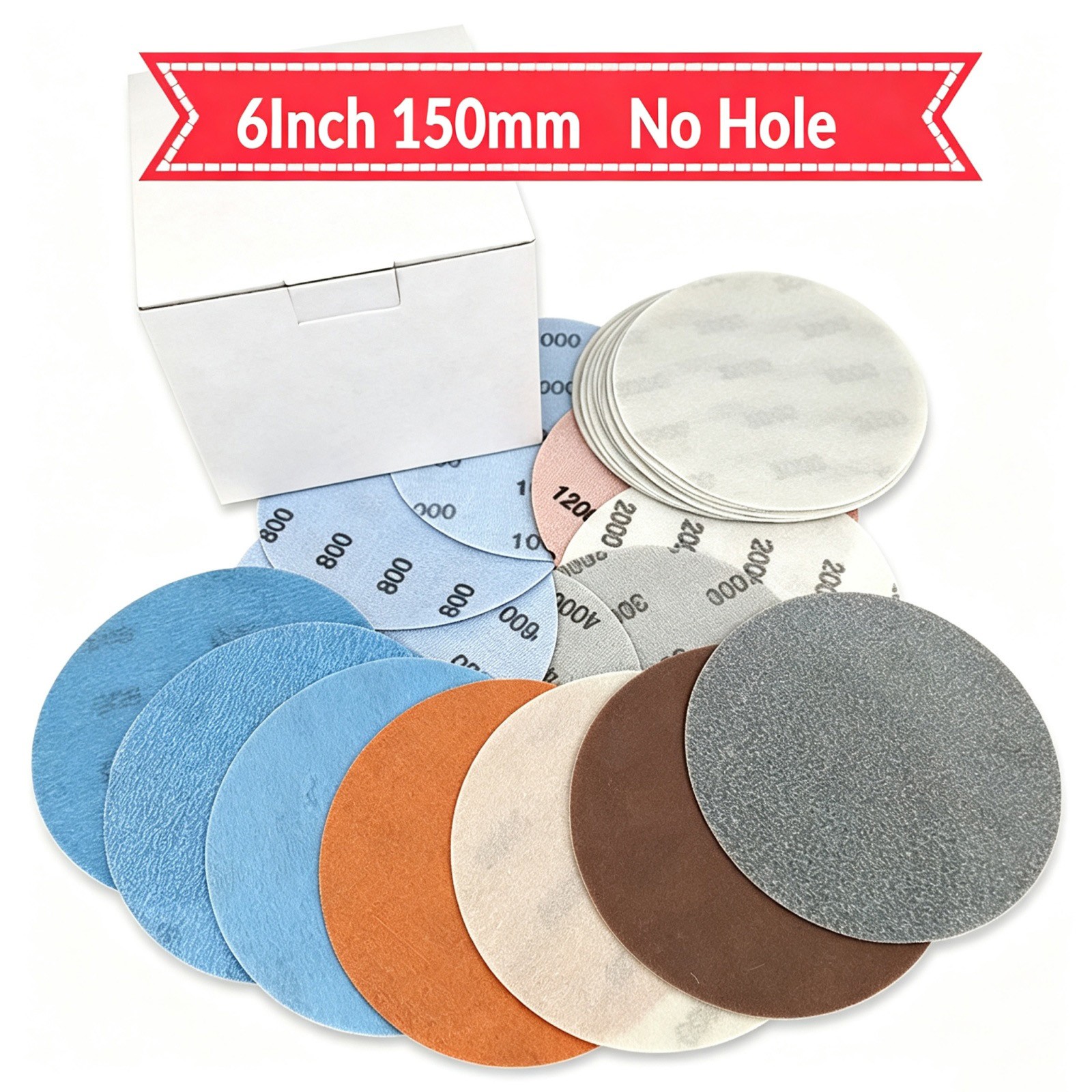6″ 150mm Wet and Dry Sanding Discs Film Sandpaper Hook & Loop Pads 600-5000 Grit