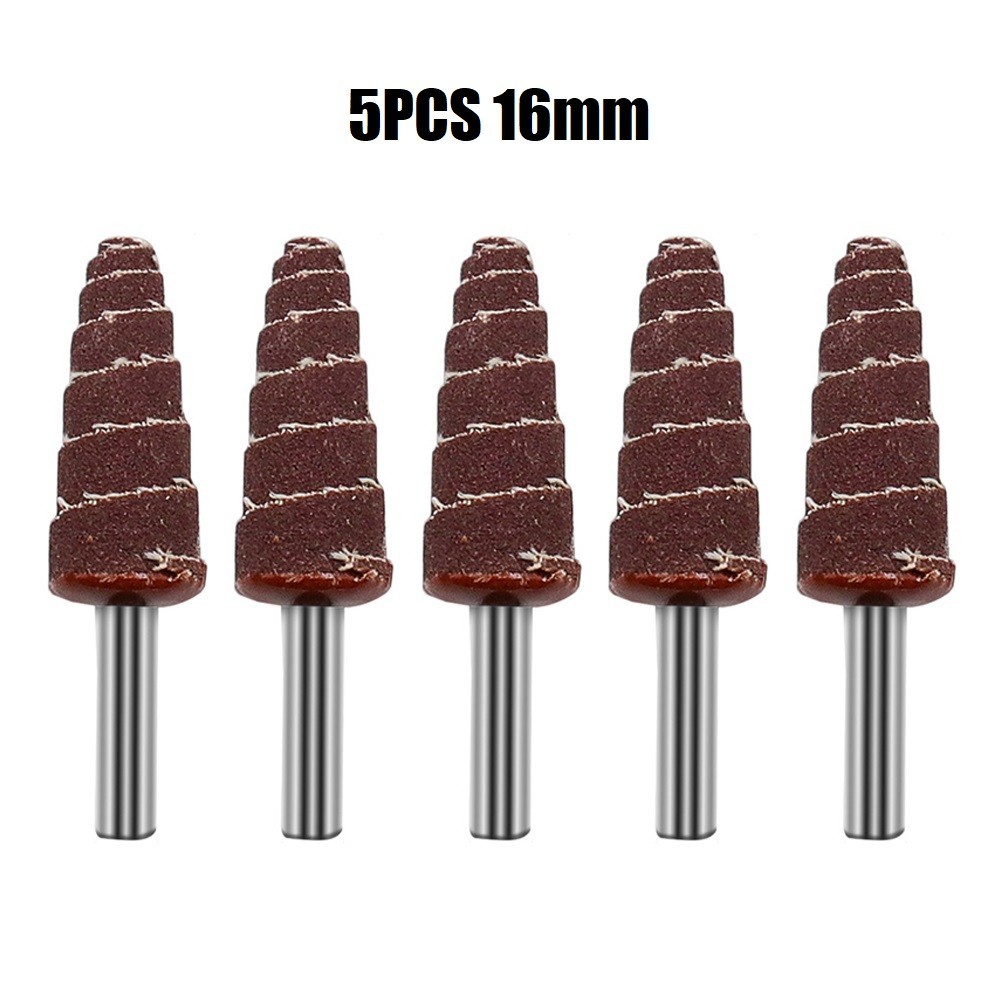 5× Sandpaper Tapered Cone Grinding Head Polishing Sanding for Wood Plastic Metal