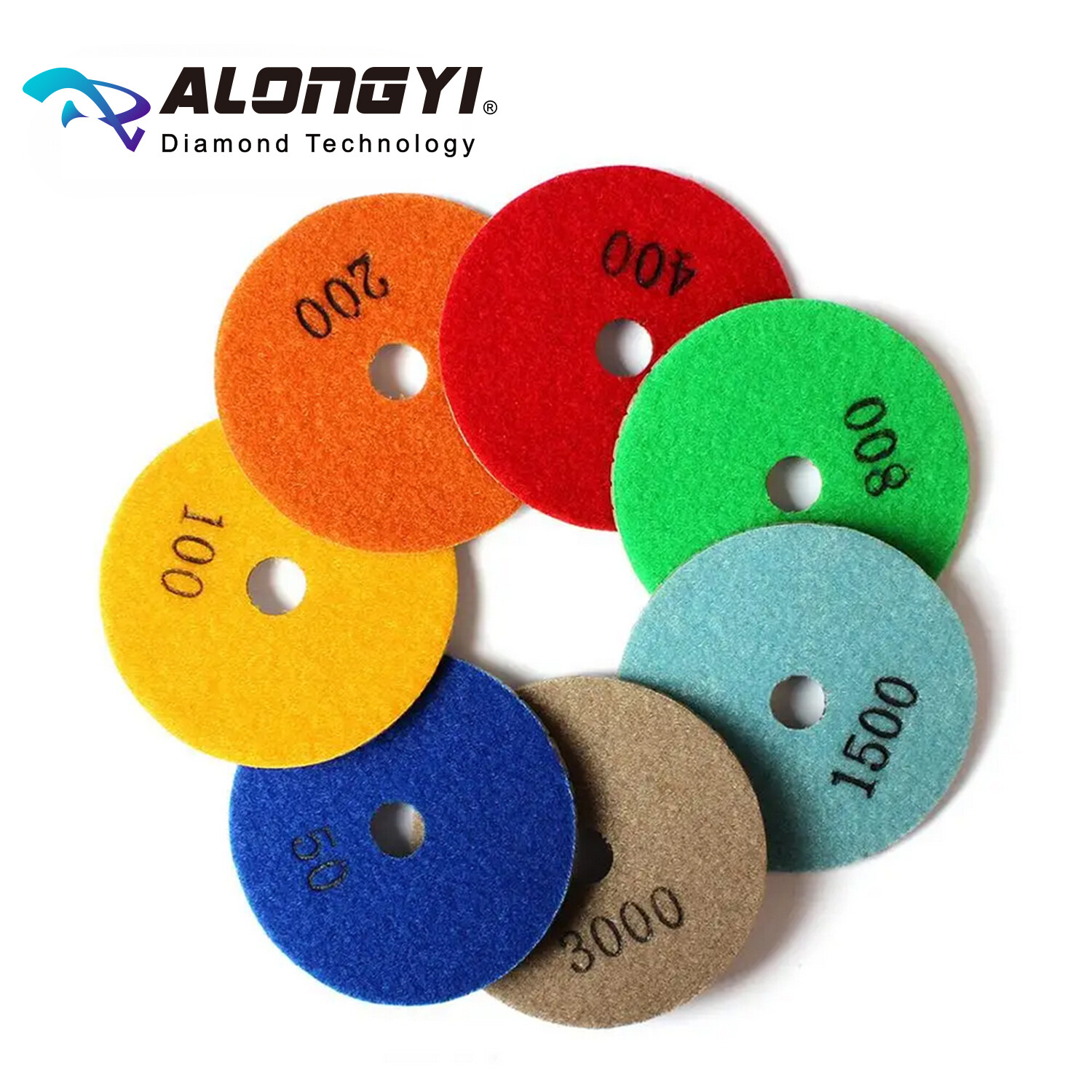 7PCS Diamond Polishing Pads4″Wet Dry Granite Concrete Marble Glass Stone Sanding