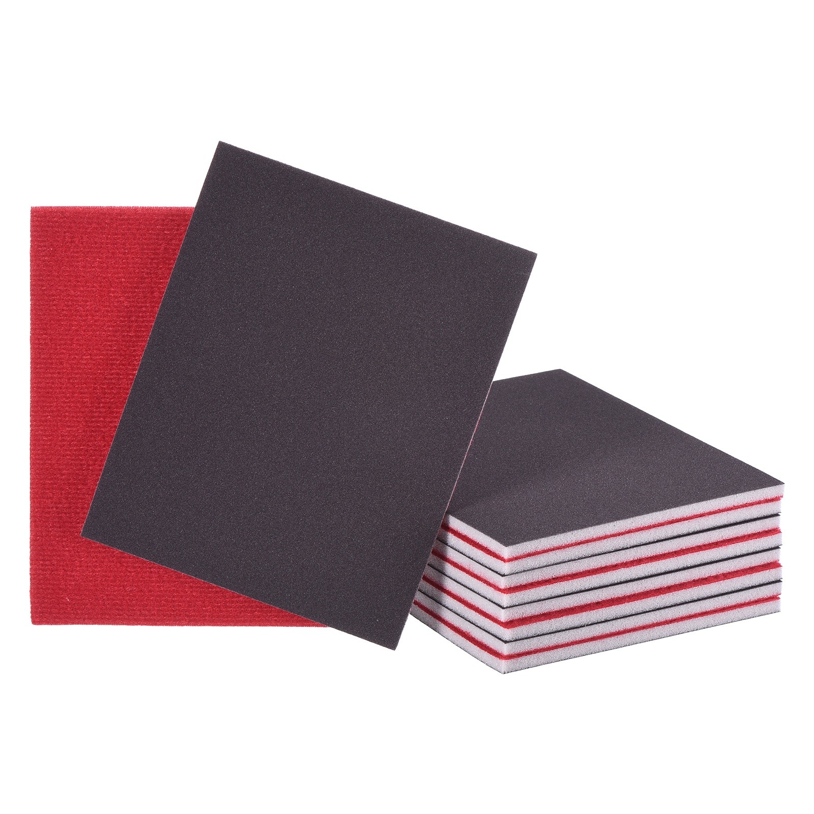 10 Pcs 1200-1500 Grit 5.5 x 4.5 Inch Hook & Loop Foam Sanding Blocks, Black