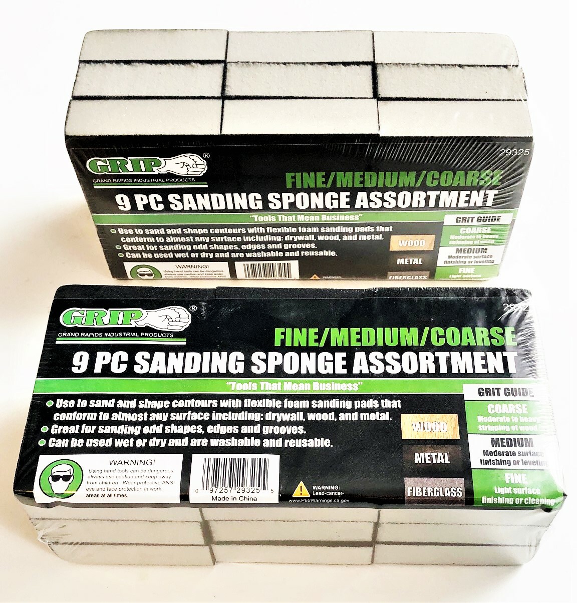 18pc GRIP TOOLS SANDING SPONGE ASSORTMENT WET DRY DRYWALL FINE MEDIUM COARSE
