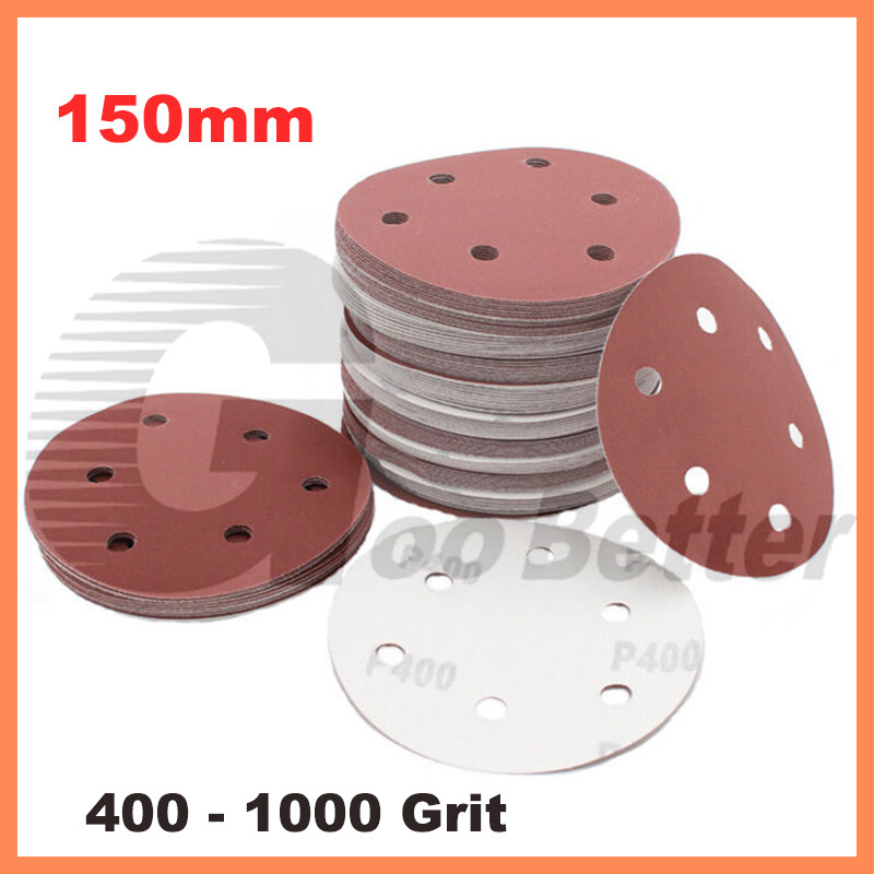150mm Sanding Discs Pads Sandpaper 6 inch Orbital Hook and Loop 40-1000 Grit