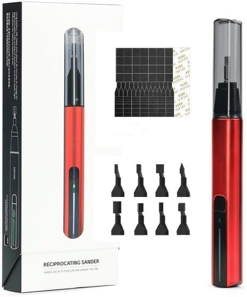 Reciprocating Sander,Usb Quick Charging Sanding Pen with 8Pcs Sanding Head,Self-