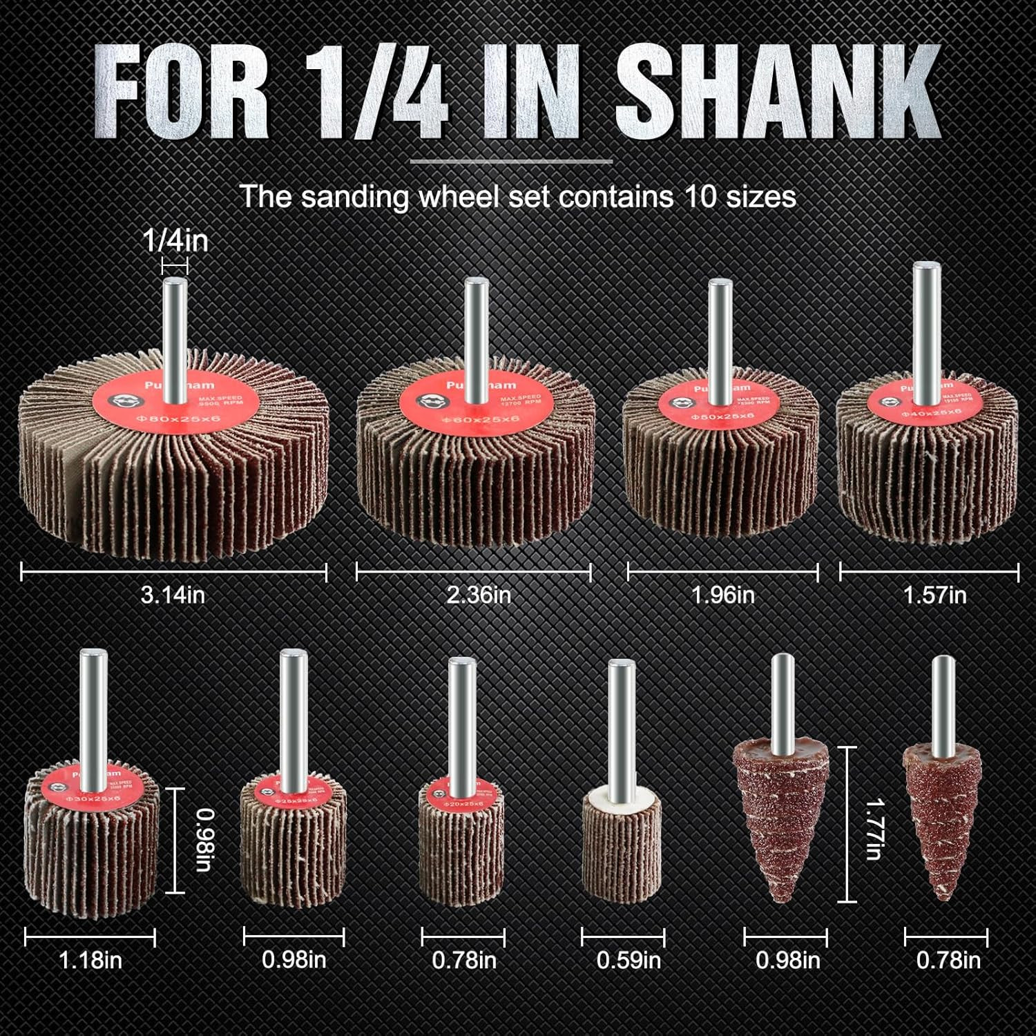 20 Pcs Flap Wheel Sander Set 80 Grit Sanding Wheel for Drill 1/4″ Shank for Meta