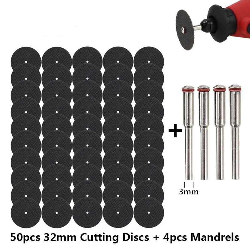 50Pc 32mm Mini Cutting Disc Cut Off Wheel Saw Blade With 3mm Shank Rotation Tool