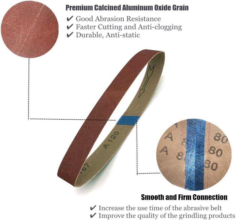 15PCS 3/8×13 in Sanding Belt 40-800 Grit Polishing Sander Belt For Belt sander