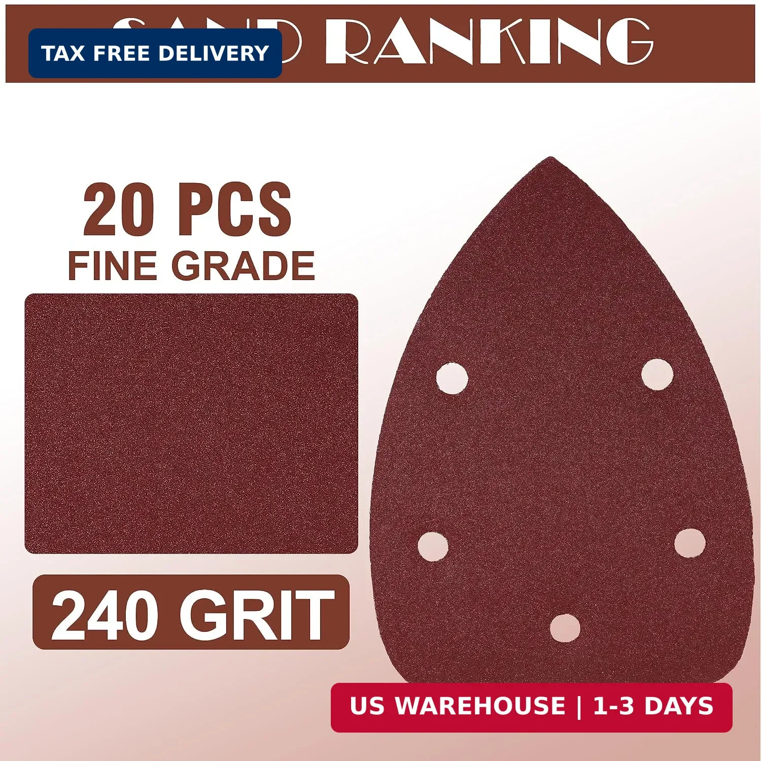 400 Grit Mouse Sander Sandpaper, Jamiikury 5 Hole Detail Sander Sandpaper Palm S