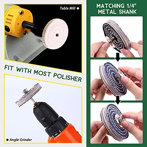 Keadic 8 Pcs 3 Inches Buffing Polishing Wheel Kit 3 pcs Polish Compound,