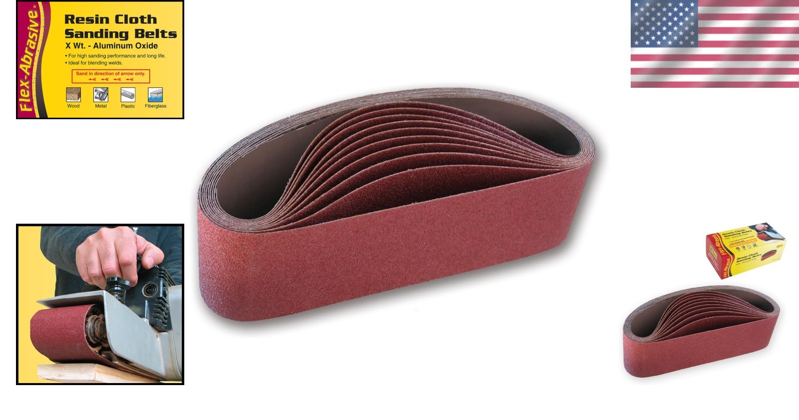 Flex-Abrasive Extra Coarse Sanding Belt, 4×24″ 10-Pack