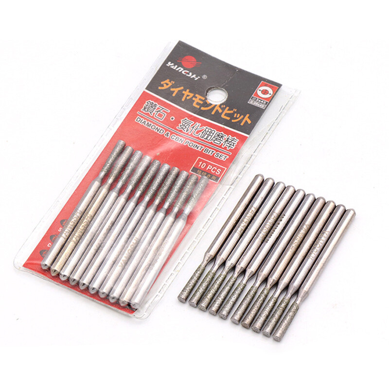 3x3mm Inverted Trapezoidal Diamond Grinding Heads Burr Drill Bits Jade Carving