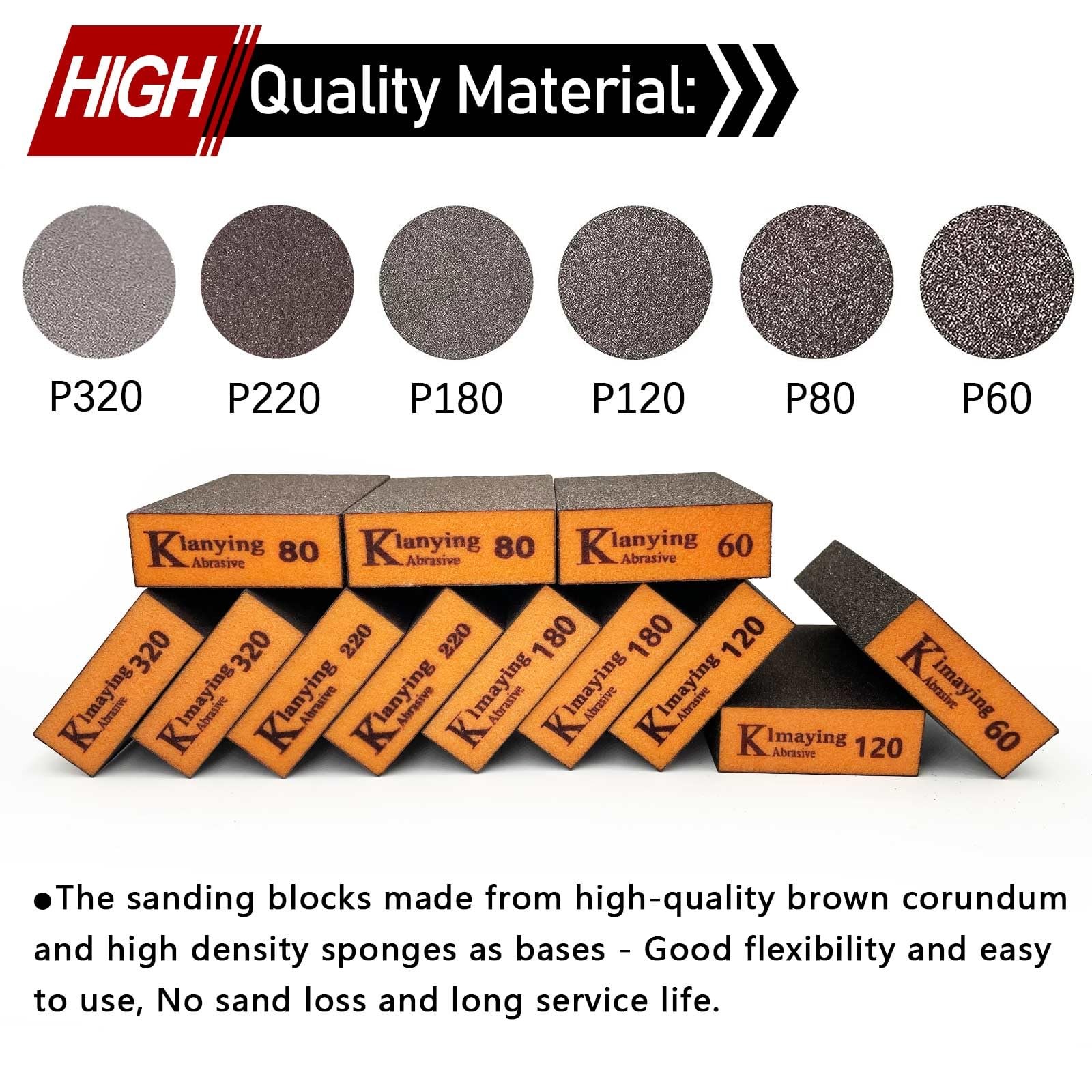 20 Pack 60-320 Grit Sanding Sponge Block Assortment Wet Dry Dual-Use Set