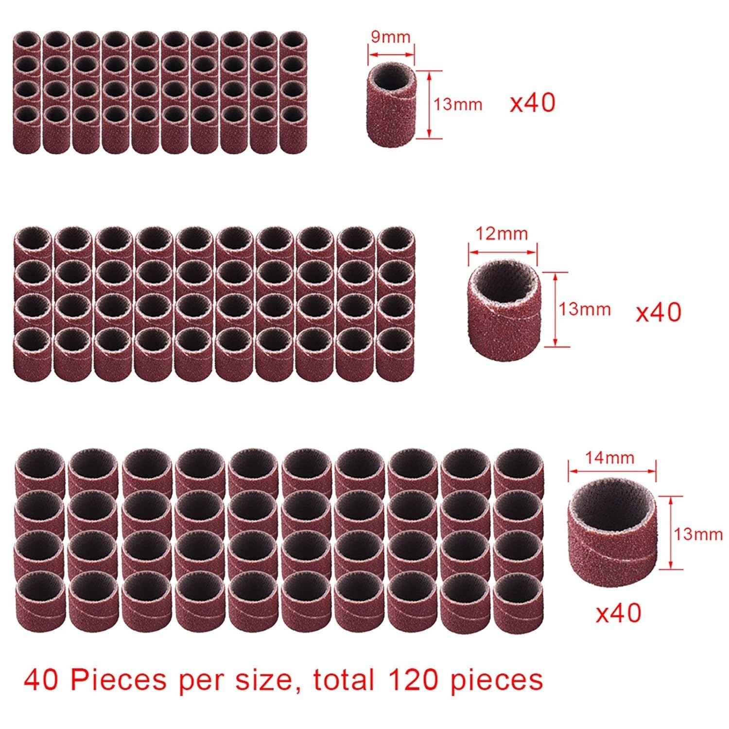 132PCS Sanding Drum Set with 120 Sleeves & 12 Mandrels for Dremel Rotary Tool
