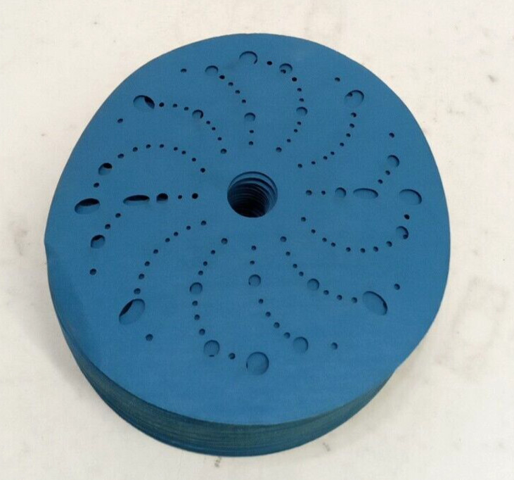 3M 36182 Blue Abrasive Disc Multi-Hole Hookit Attachment 6″ Rounds 500 Grit 50pk