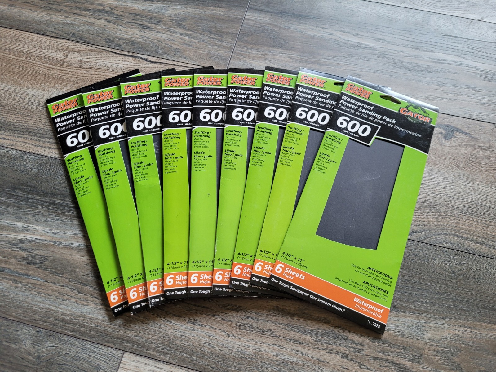 9x Gator Waterproof Power Sanding 6 Sheet Packs 600 Grit 4.5″ x 11″ No. 7823