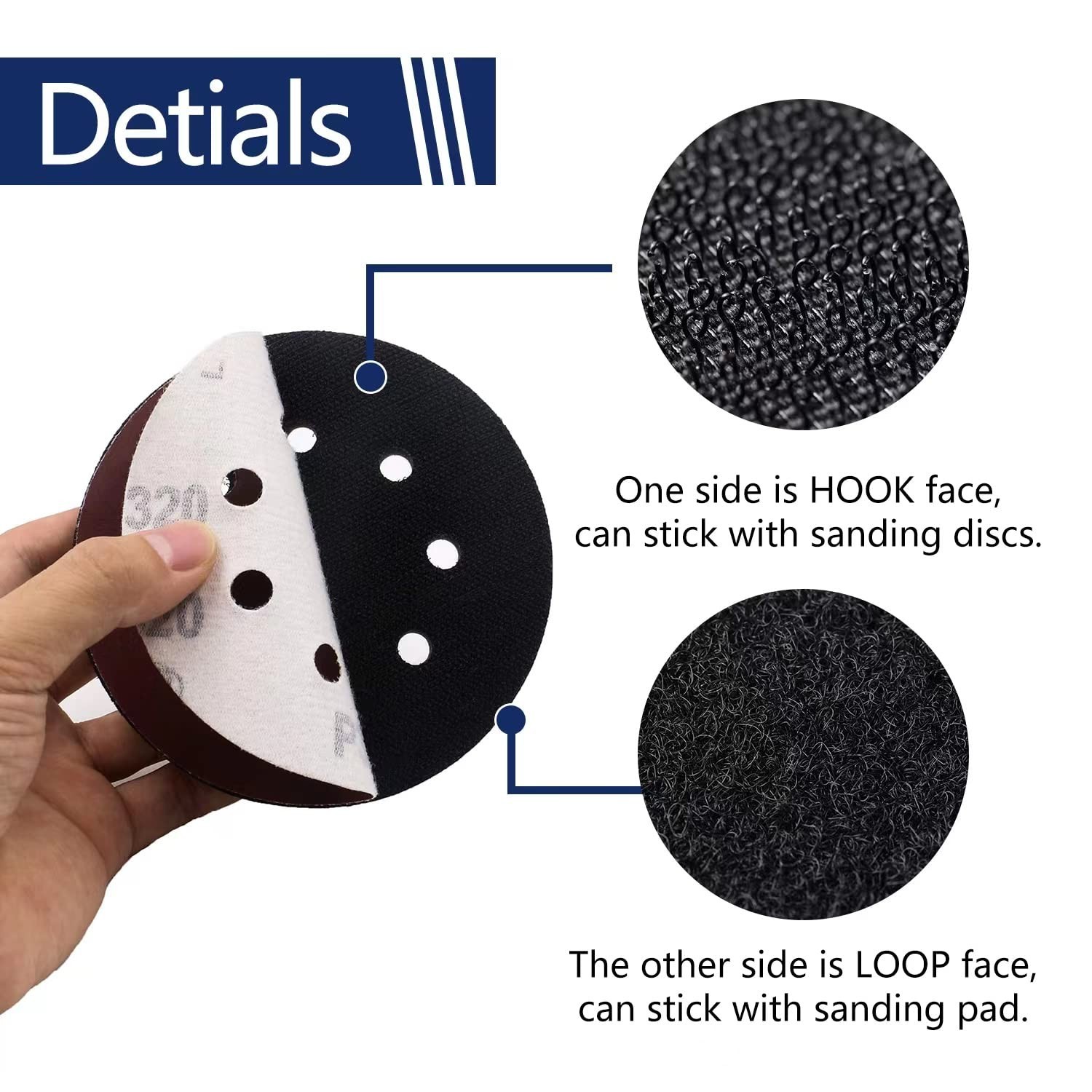5″ Random Orbital Sander Replacement Pad, 8 Hole Hook & Loop Foam, 100-400 Grit