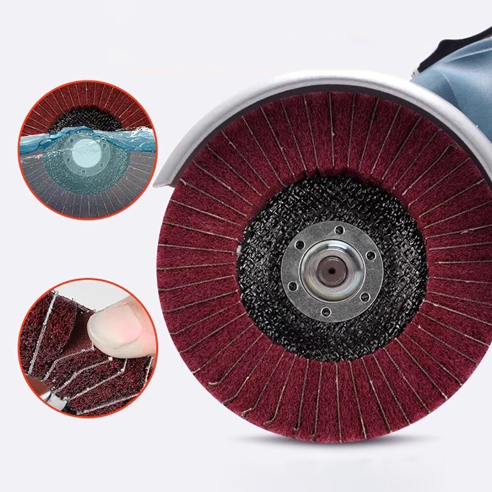 100mm Nylon Fiber Flap Polishing Wheel Pads Abrasive Buffing For Angle Grinder