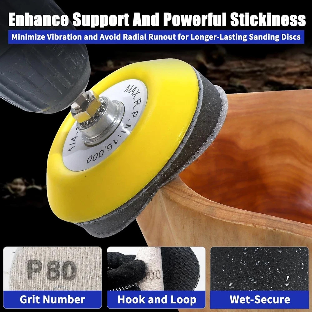 133 PCS Sanding Disc Drill Polishing Kit Sanding Attachment, 3 Inch Wet Dry Hea