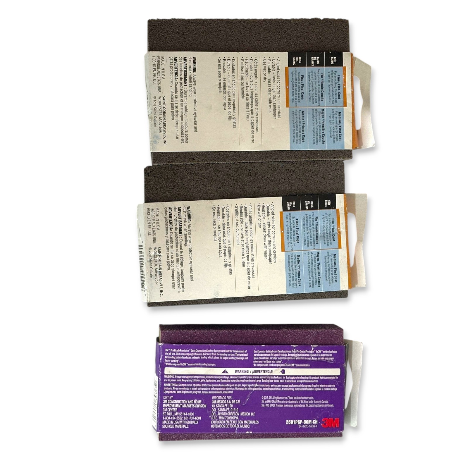 Norton WallSand 02284 and 3M Single Angle, Medium Sanding Sponge, 3 Pcs