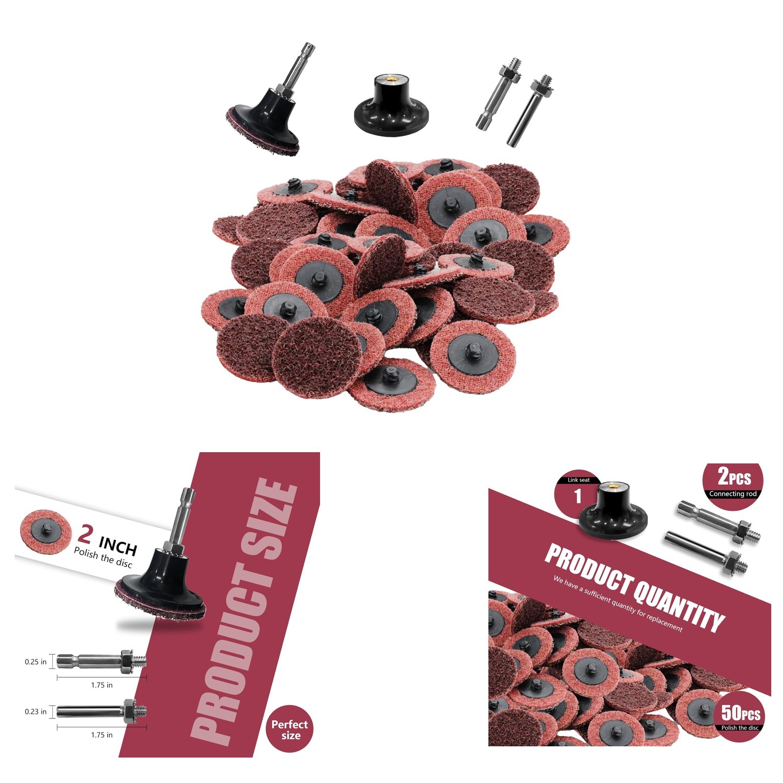 Surface Conditioning Discs 50Pcs 2 Inch Aluminum Oxide Fast Grind Rust Removal