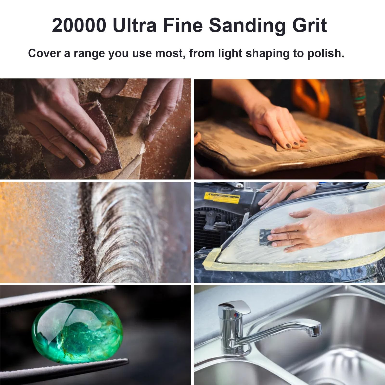Extra Fine Sand Paper 120 to 20000 Grit, 36 PCS Sandpaper Sheets with 3 Finge…