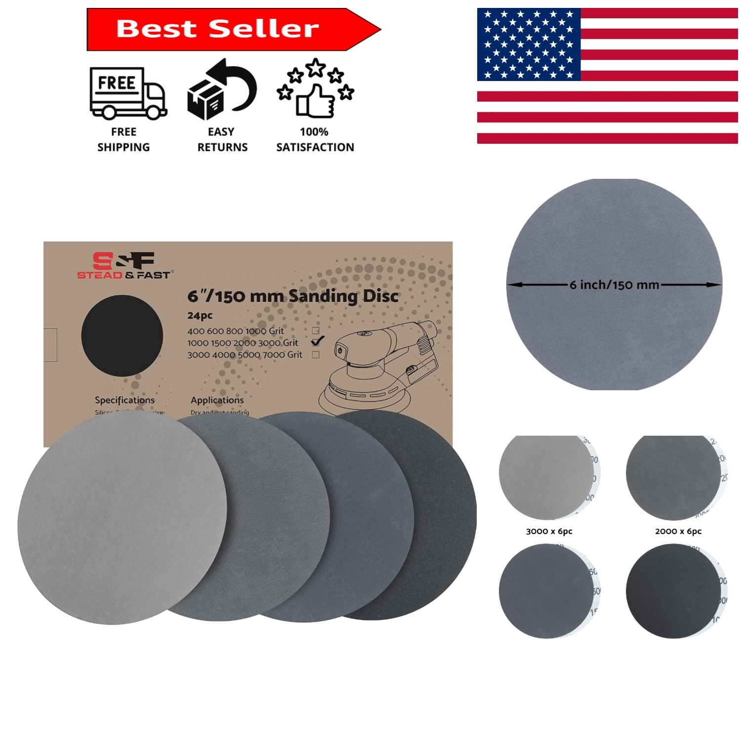 Versatile 24 Pcs 6 Inch Sanding Discs Set – Superior Finish with 1000-3000 Grit