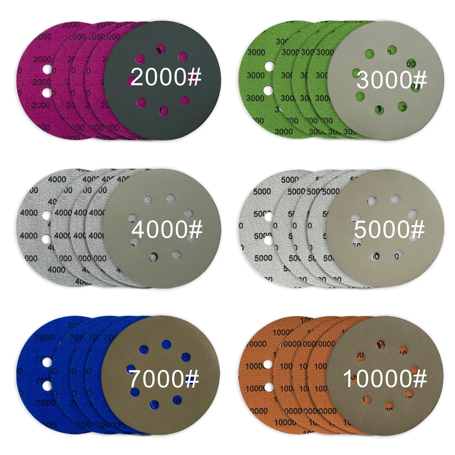 200-10000 Grit Wet Dry Hook Loop Orbital Sander Paper Round Sanding Discs 5inch