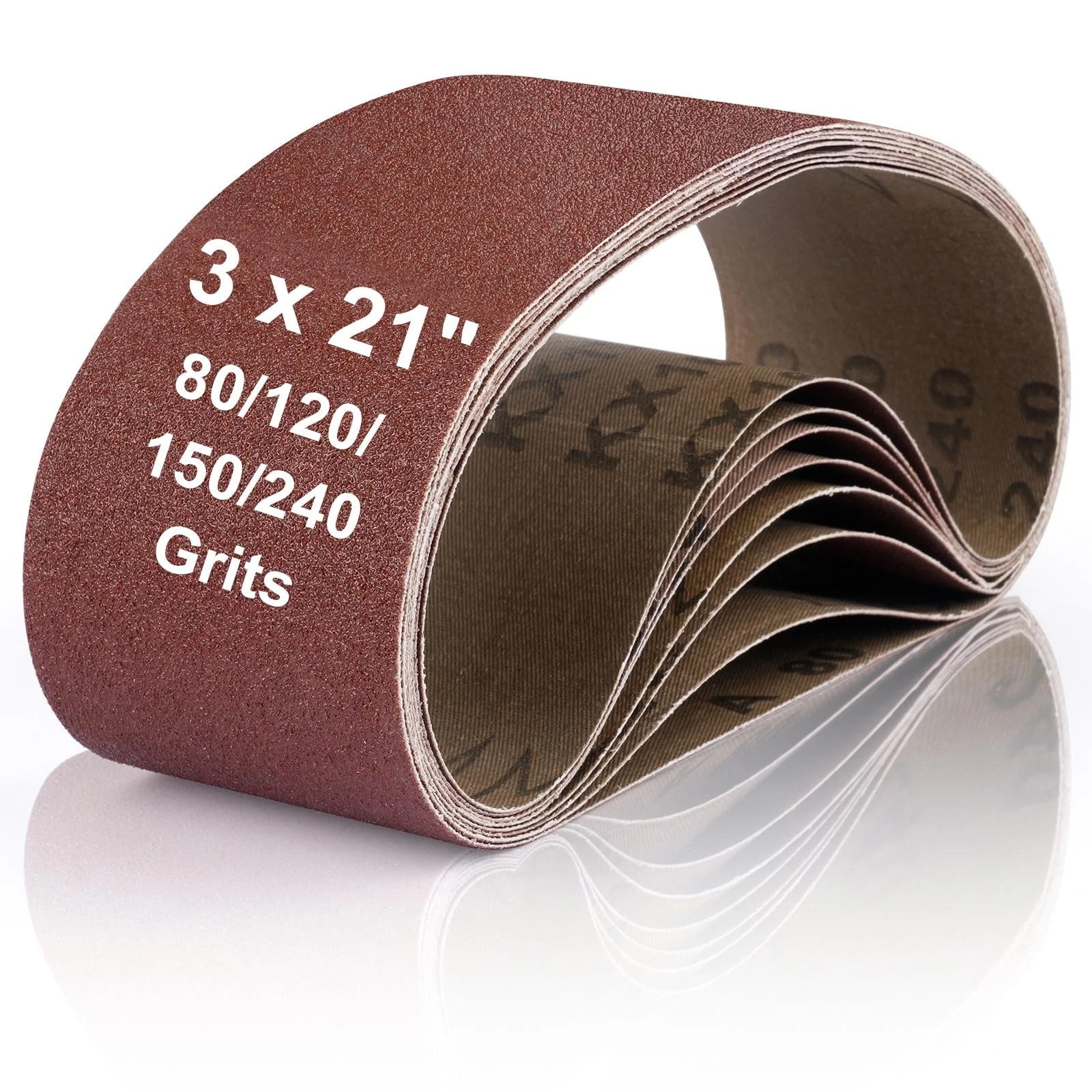 Belt Sander Sanding Belts, 8 Pcs Paper (2 Each of 80 3 x 21 inch