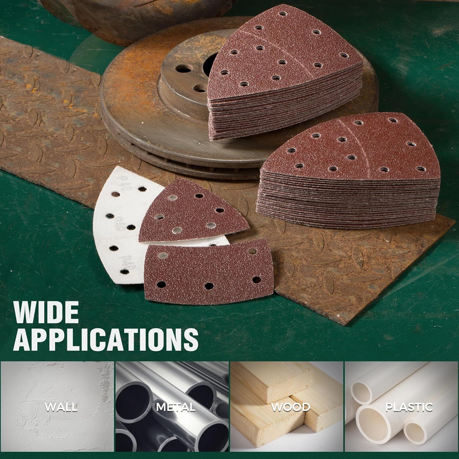 50PCS 105x152mm 11 Hole Mouse Sandpaper 80 Grit 4 x 6 in Hook Loop Detail Sander