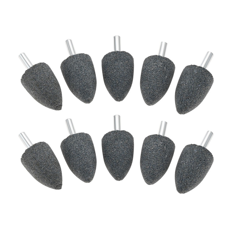 10x 25mm Head 1/4″ Shank Aluminum Oxide Cone Shape Grinding Stones Rotary Drill