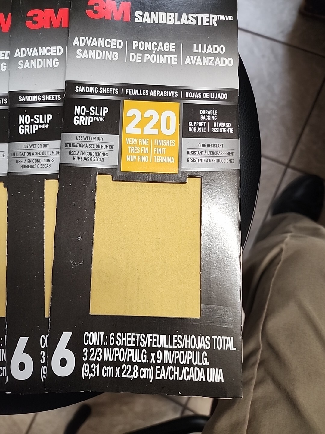 6 – 3M SandBlaster 9 in. L x 3-2/3 in. 220 Grit Fine Ceramic Sand paper 6pk