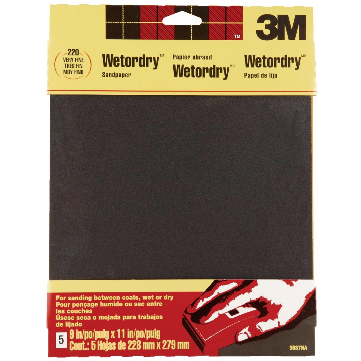 3M Wetordry 9 In. x 11 In. Very Fine Sandpaper, 220 Grit (5-Pack) 9087NA 3M