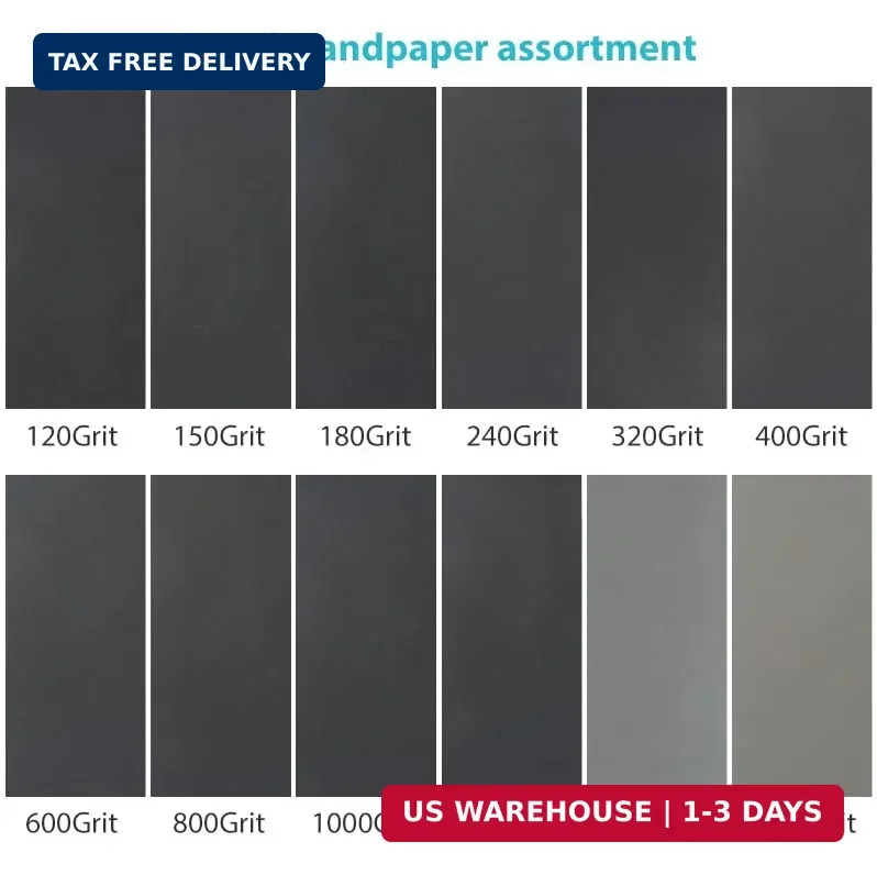 24 PCS Sand Paper, Wet Dry Sand Paper Variety Pack Sandpaper 12 Grits Assorted f