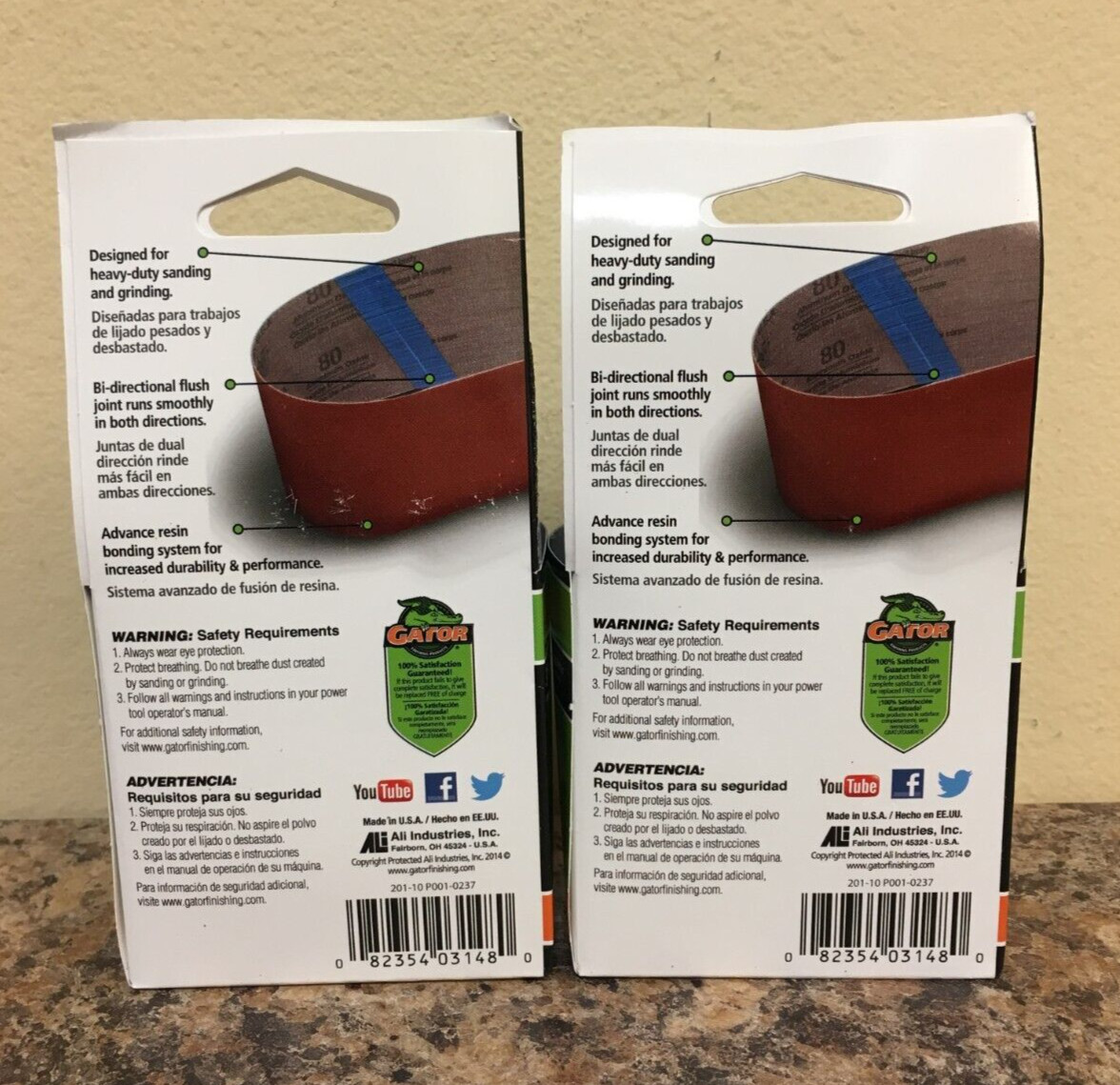 Gator 3148 3 in. X 21 in. Sanding Belts 40 Grit Extra Coarse 2 Pks of 2 Pcs.