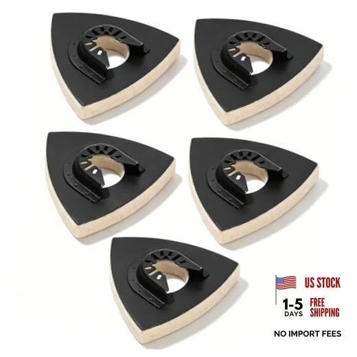 5PCS Buffing Pads Triangular Wool Felt Polishing Pad with Alloy Steel Base