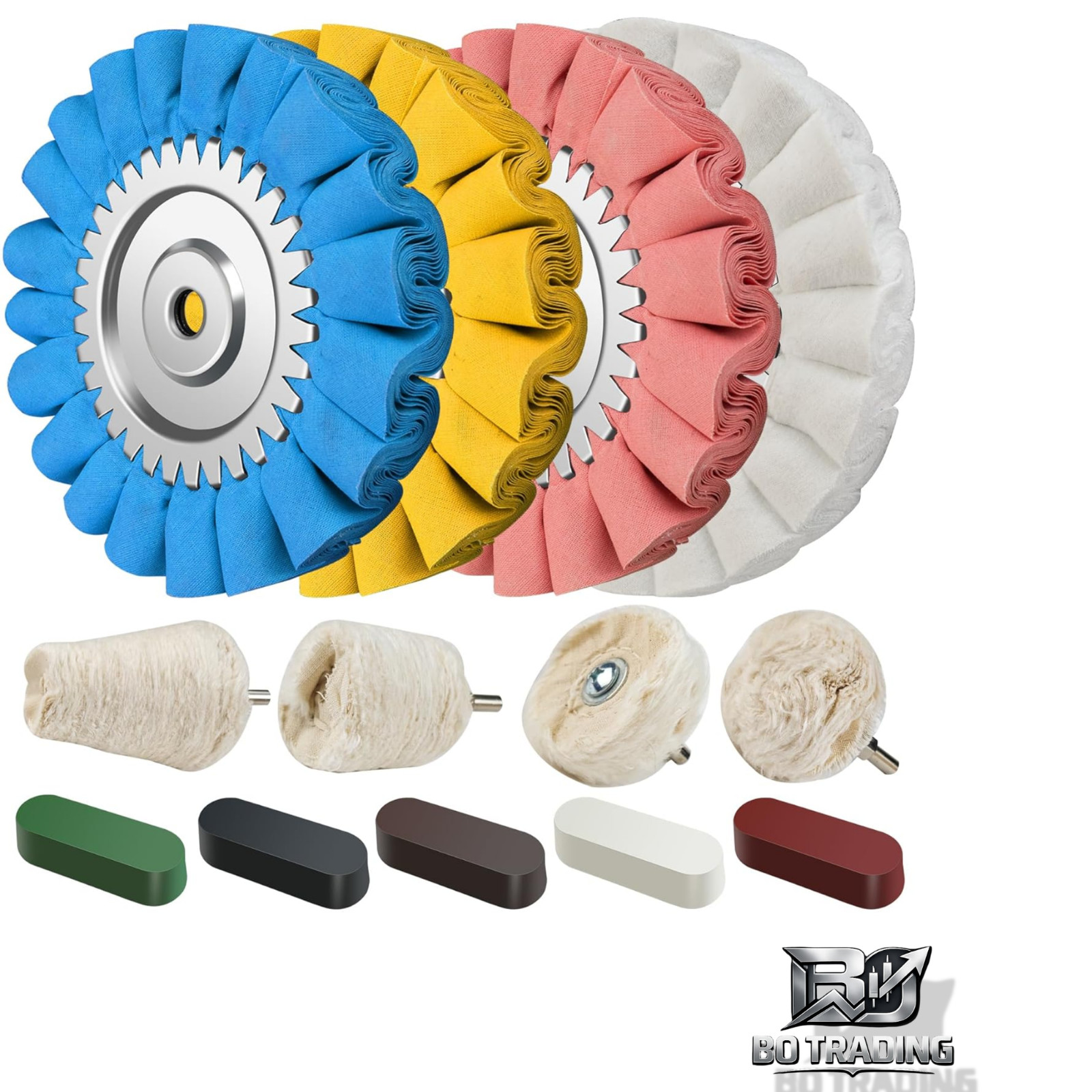 13PCS 8″ S-Shape Airway Buffing Wheel Kit,16-Layer Aluminum Metal Polishing Whee