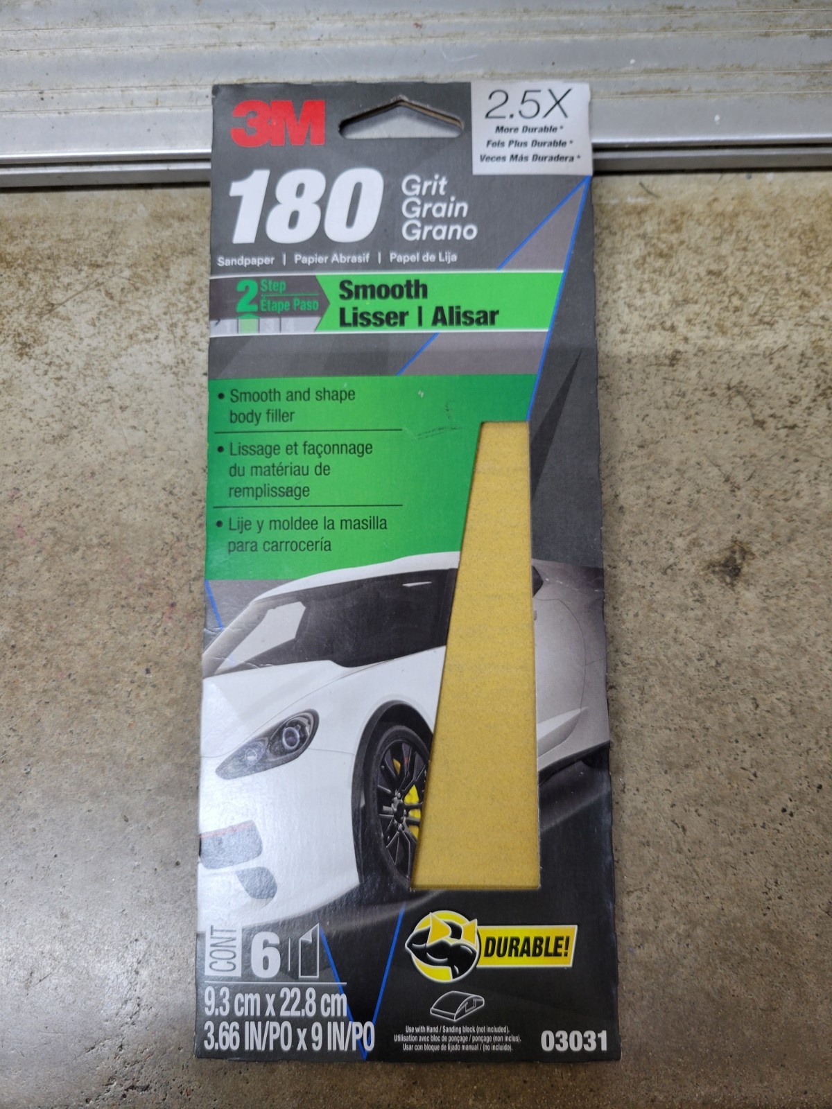 3M 03031, 180 Grit, 3 2/3 in x 9 in, Aluminum Oxide Sandpaper