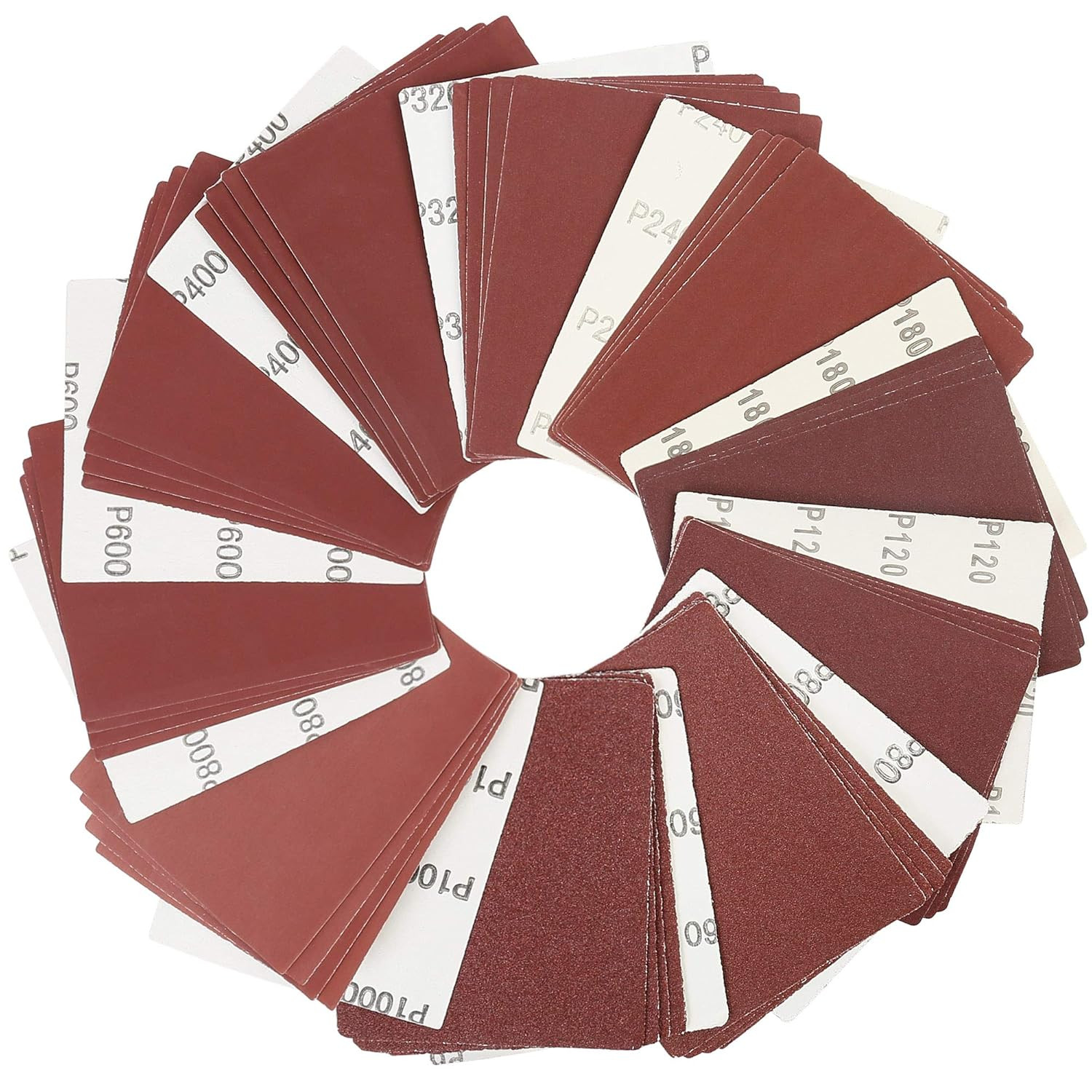 Lotfancy 1/4 Sheet Sandpaper for Palm Sander, 50PCS 60 80 120 180 240 320 400 60