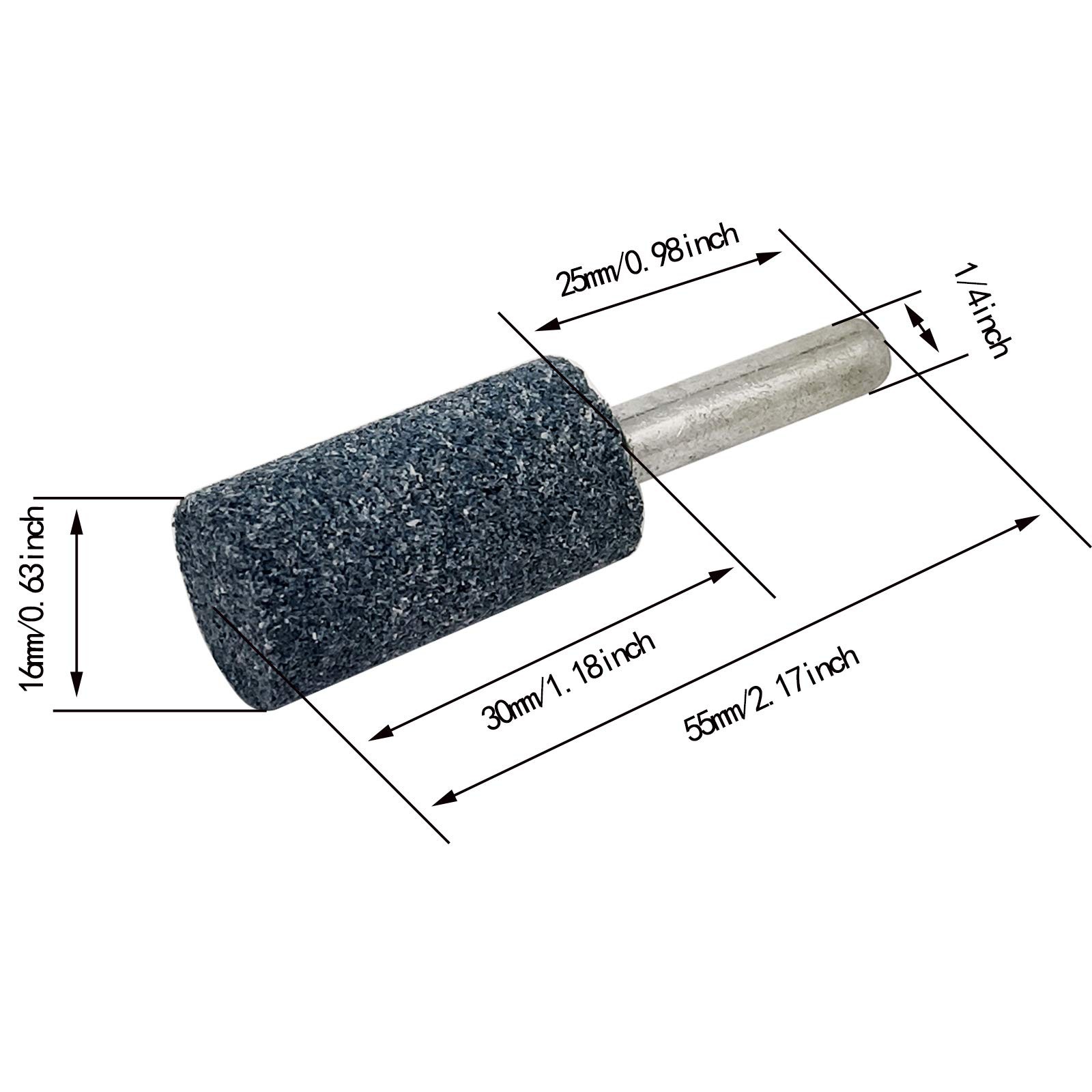 4 pcs 16mm Stone Rotary Grinding Bits with 1/4 Inch Shank, Aluminum Oxide Mounte