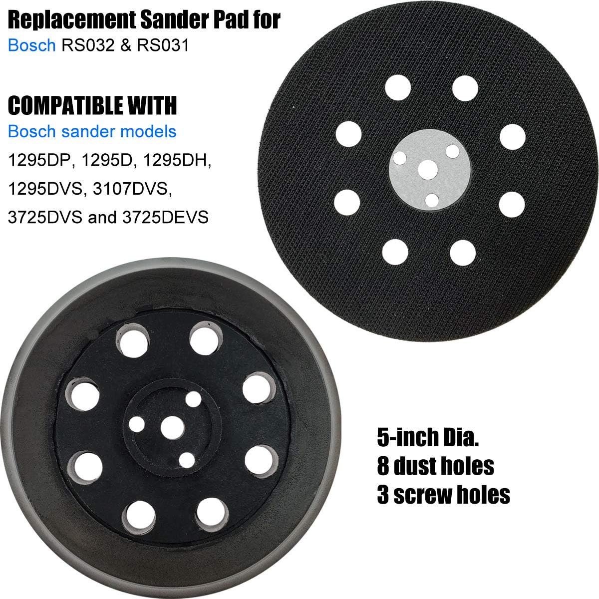 Hook and Loop Replacement Backing Pad for Bosch RS032 & RS031 5-Inch