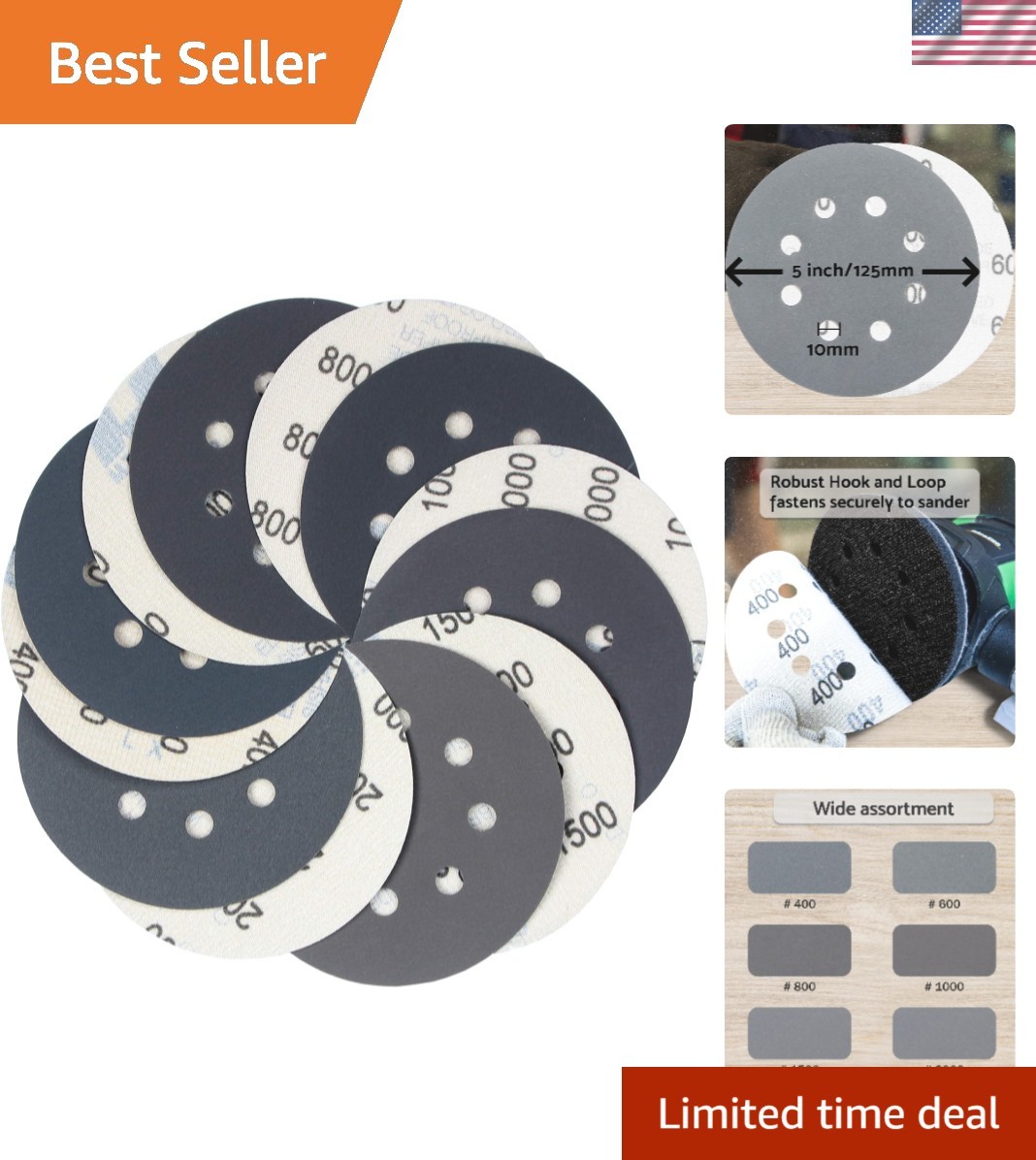 5-Inch Sanding Discs, 400-2000 Grit Set with Tack Cloth – Ideal for All Projects