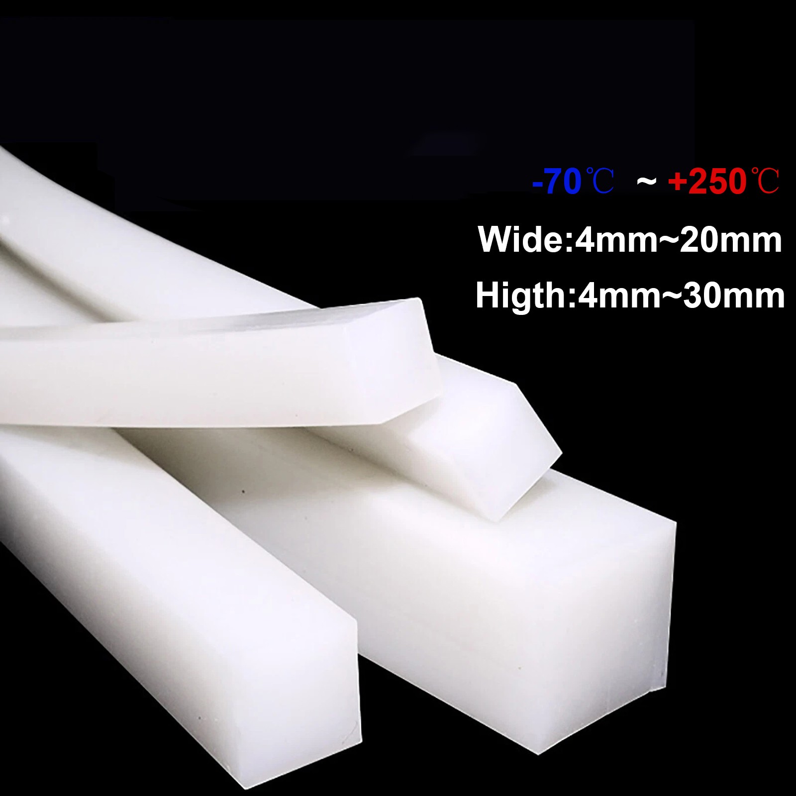 4/5/6/8/10/15/20mm Solid Square Silicone Rubber Strip Sealing Gasket HIGH TEMP