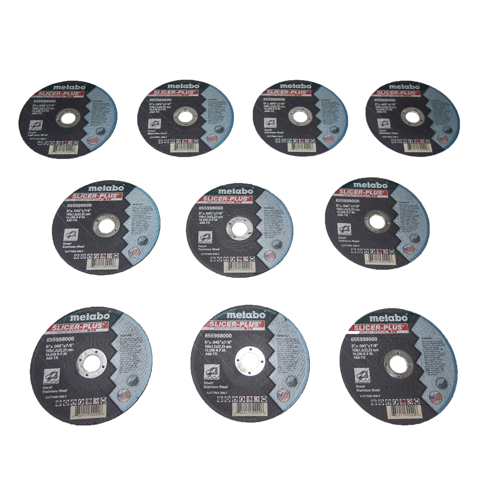 Metabo US655998010 6” x 0.045” x 7/8” Slicer-Plus Cutting Wheel 10-Pack
