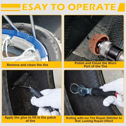 Air Tire Repair Kits, Wheel Polish Patch Tools, Includes 2500RPM Low Speed